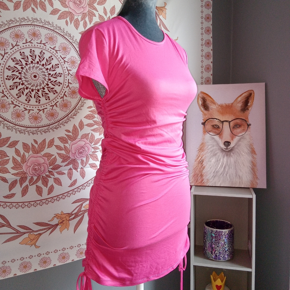 Hot Pink Cinched Dress Womens Size Medium New With Tags